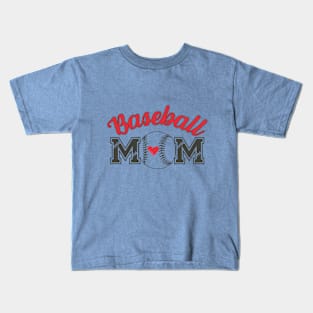 Baseball Mom with Heart Inside the Ball Kids T-Shirt